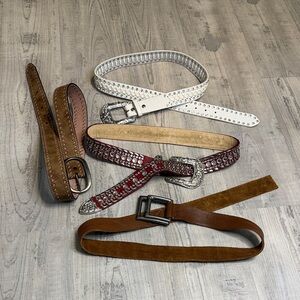 Stylish Leather Belt Collection - Brown, White, Red